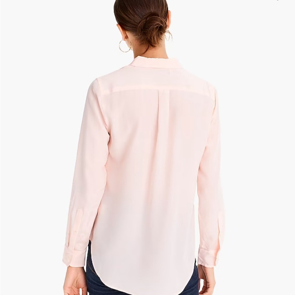 NWT J. Crew Silk Long Sleeve Button Up - 4P, Ivory - Picture 2 of 6
